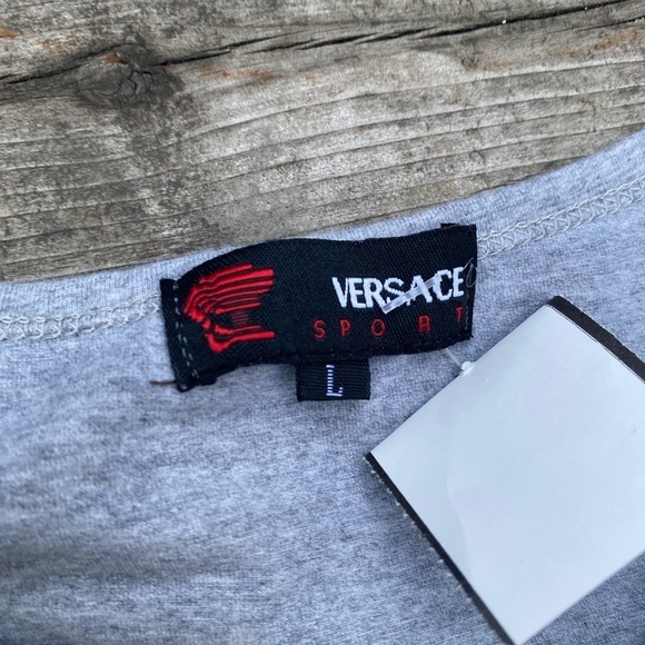 Vintage 90s Versace Sport Sweater Large Gray Big Logo - Picture 11 of 15